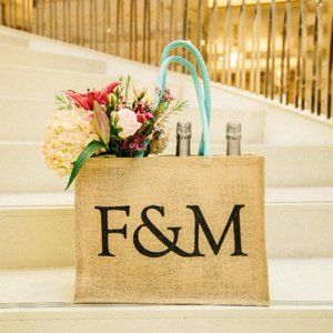 NEW 2019 Fortnum & Mason Jute Tote A Bag for Life F&M Large Logo London UK